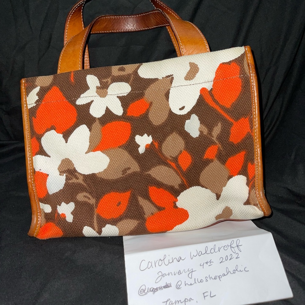 Vintage kate spade leather and canvas handbag